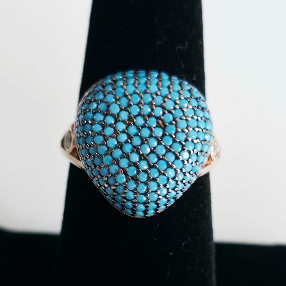 Sterling Silver Turquoise Crystal Ring - Picture 5 of 12